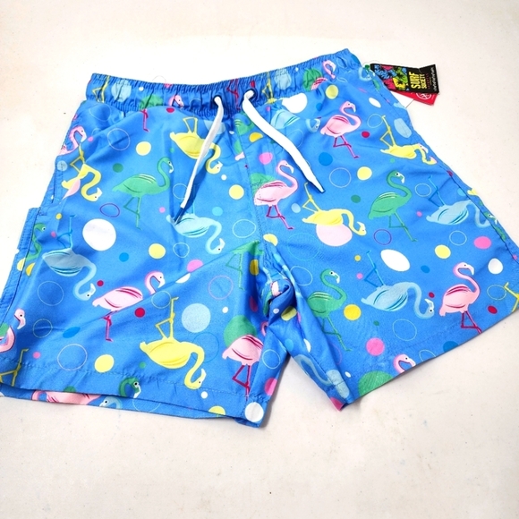 Surf Society Men's Swim Shorts Trunks Flamingo Dots Pattern Mesh Lining Medium - Picture 1 of 5
